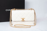 Authentic Chanel 24C White Lambskin Small Quilted Flap Bag