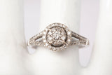 Ladies 14k White Gold Diamond Cluster Halo Engagement Ring