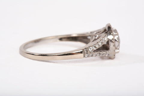 Ladies 14k White Gold Diamond Cluster Halo Engagement Ring
