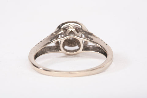Ladies 14k White Gold Diamond Cluster Halo Engagement Ring