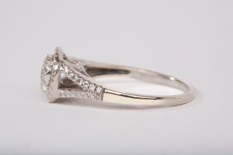 Ladies 14k White Gold Diamond Cluster Halo Engagement Ring