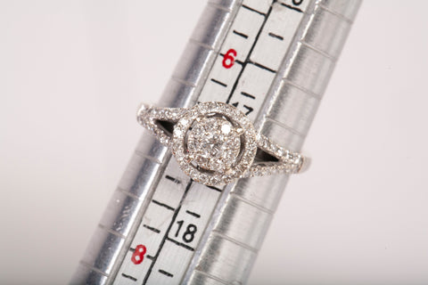 Ladies 14k White Gold Diamond Cluster Halo Engagement Ring