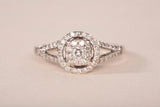 Ladies 14k White Gold Diamond Cluster Halo Engagement Ring