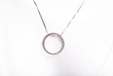 Ladies 18k White Gold Circle Diamond Pendant Necklace .140CTW