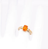 14K Yellow Gold Mandarin Garnet & Diamond Ring Size 5.25