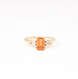 14K Yellow Gold Mandarin Garnet & Diamond Ring Size 5.25