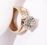 Ladies 14k Yellow Gold .49TCW Cluster Diamond Ring Size 6