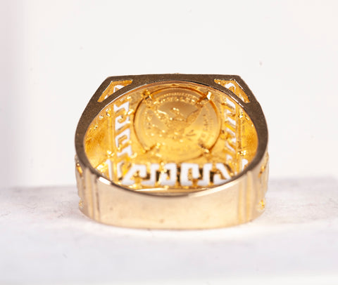 Gentlemen's 18k Yellow Gold Medusa Signet Ring Size 8.25
