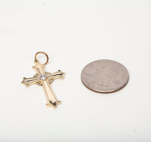 14k Two-Toned Gold Cross Pendant