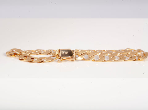 Gentlemen's 14k Yellow Gold Curb Style Link Bracelet Size 8.25"