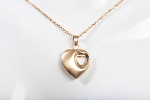 Ladies 10k Yellow Gold Puffy Heart Cutout Pendant