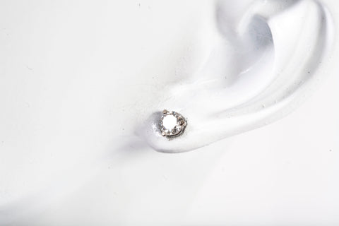14k White Gold Dainty Round Cut Martini Set Diamond Earrings 0.34CTW