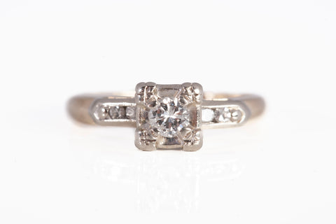 Vintage 14k Two-Tone .21TCW Diamond Engagement Ring Size 6