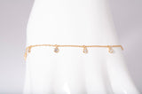 Ladies 18k Yellow Gold Dainty Diamond Bezel Set Station Bracelet