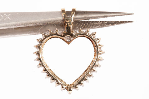 Ladies 10k Yellow Gold Open Heart Diamond Accent Pendant .150tcw