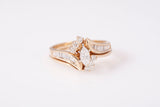 Ladies 14k Yellow Gold Marquise Diamond Bypass Engagement Ring Set