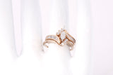 Ladies 14k Yellow Gold Marquise Diamond Bypass Engagement Ring Set
