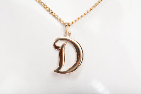 Unisex 18K Yellow Gold Letter D Pendant