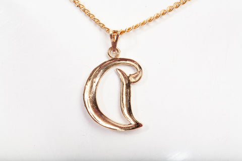 Unisex 18K Yellow Gold Letter D Pendant