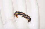 Authentic David Yurman 18k Gold Cable Edge Black Diamond Band Ring Size 10
