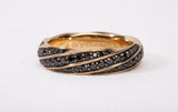 Authentic David Yurman 18k Gold Cable Edge Black Diamond Band Ring Size 10