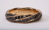 Authentic David Yurman 18k Gold Cable Edge Black Diamond Band Ring Size 10