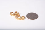 Ladies 14k Brushed Yellow Gold Half-Hoop with Scatter Diamonds Earrings