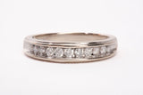 Unisex 14k White Gold Channel-Set Round Cut Diamond Wedding Band