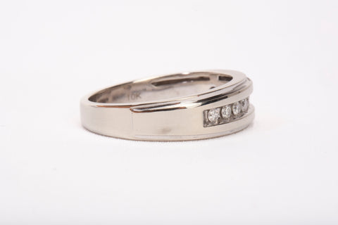 Gentlemen's 10k White Gold Channel-Set Diamond Wedding Band
