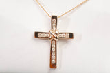 Ladies 10k Yellow Gold Ribbon with Diamond Accents Cross Pendant
