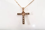 Ladies 10k Yellow Gold Ribbon with Diamond Accents Cross Pendant