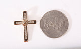 Ladies 10k Yellow Gold Ribbon with Diamond Accents Cross Pendant