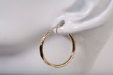 14k Yellow Gold Diamond Cut Style Hoop Earrings