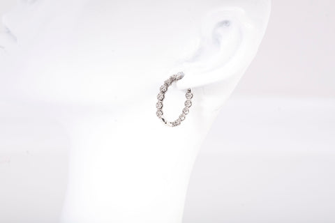 Ladies 10k White Gold Small Diamond Hoops .240 TCW