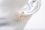 Ladies 14k Yellow Gold Pave Diamond Huggie Hoop Earrings