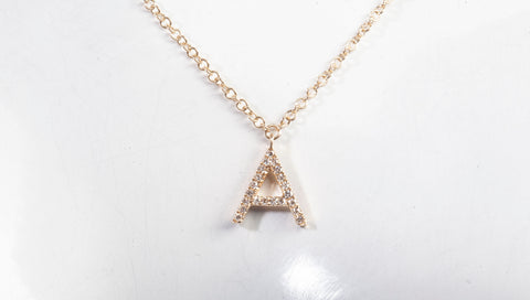 14k Yellow Gold Adjustable Letter "A" Pendant Necklace Size 18.5"