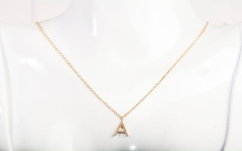 14k Yellow Gold Adjustable Letter "A" Pendant Necklace Size 18.5"