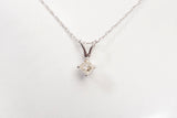 Ladies 14k White Gold Princess Cut Diamond Necklace 18"