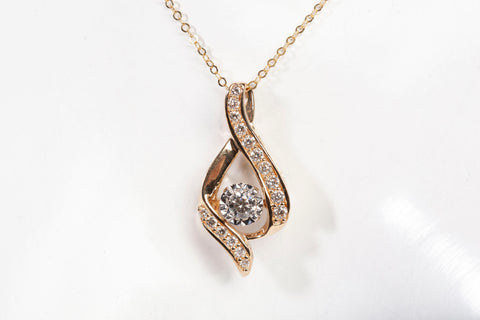 14k Two-Tone Illusion Set Diamond Swirl Pendant