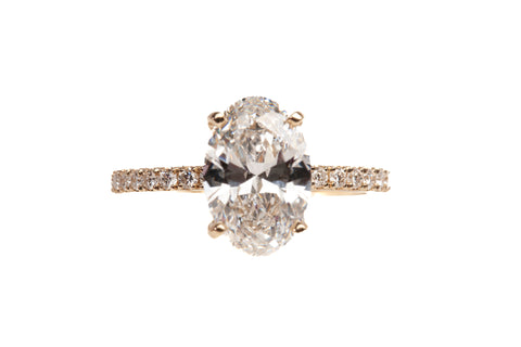 Ladies 14k Yellow Gold Lab Grown Oval Cut 3.06 carat Diamond Engagement Ring