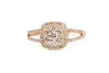 Ladies 18k Yellow Gold Diamond Cluster Halo Engagement Ring