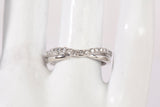 Ladies 10k White Gold Chevron Diamond Half Eternity Wedding Band Ring