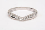 Ladies 10k White Gold Chevron Diamond Half Eternity Wedding Band Ring