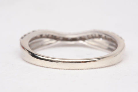 Ladies 10k White Gold Chevron Diamond Half Eternity Wedding Band Ring