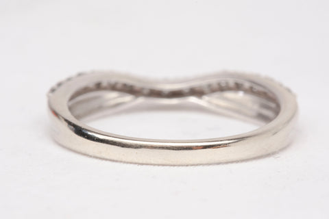 Ladies 10k White Gold Chevron Diamond Half Eternity Wedding Band Ring
