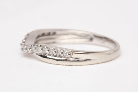 Ladies 10k White Gold Chevron Diamond Half Eternity Wedding Band Ring