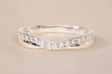 Ladies 10k White Gold Chevron Diamond Half Eternity Wedding Band Ring