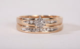 Ladies 10k Yellow Gold Diamond Engagement and Wedding Ring Set