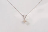 Ladies 14k White Gold Princess Cut Diamond Necklace 18"