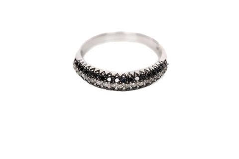 Ladies 14k White Gold Diamond & Black Diamond Band .19CTW